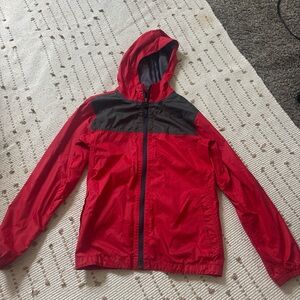 North Face Red and Black Hooded Jacket